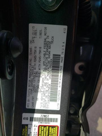 5TFJU4GN2FX075638 - 2015 TOYOTA TACOMA DOUBLE CAB PRERUNNER GRAY photo 12