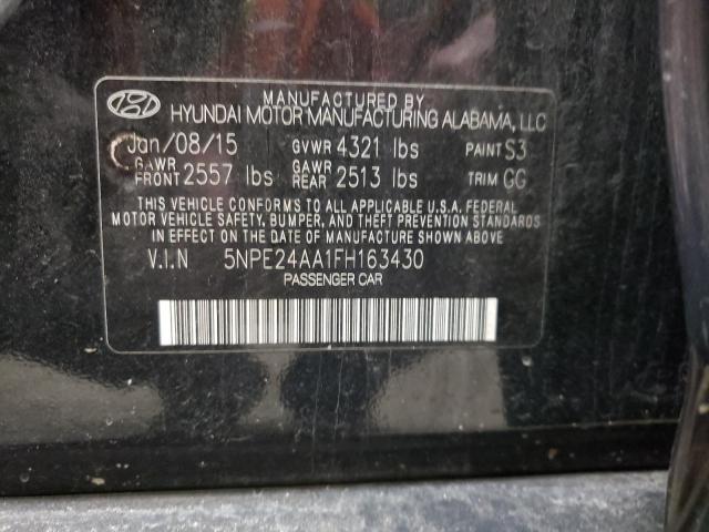 5NPE24AA1FH163430 - 2015 HYUNDAI SONATA ECO BLACK photo 12