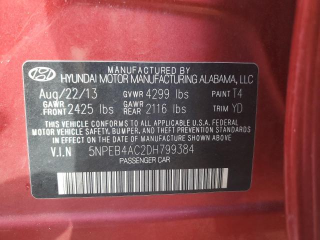 5NPEB4AC2DH799384 - 2013 HYUNDAI SONATA GLS RED photo 12