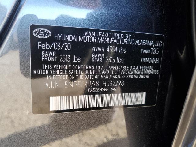 5NPEF4JA8LH032298 - 2020 HYUNDAI SONATA SEL BLACK photo 12