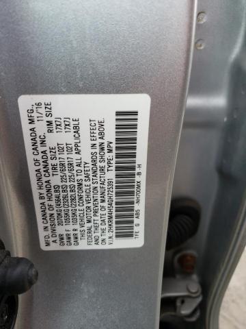 2HKRM4H54GH725391 - 2016 HONDA CR-V EX SILVER photo 13