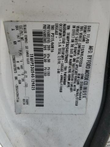 1FAFP53U54G129825 - 2004 FORD TAURUS SE WHITE photo 12