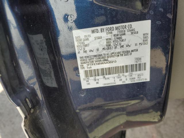 1FTPX14596NA30213 - 2006 FORD F150 BLUE photo 12