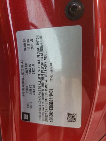 1G6DK1ED6B0119481 - 2011 CADILLAC CTS PERFORMANCE COLLECTION Красный фото 12