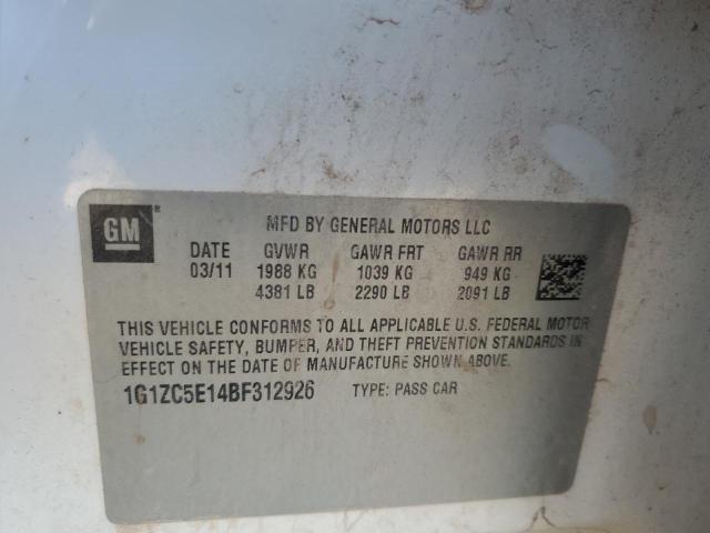 1G1ZC5E14BF312926 - 2011 CHEVROLET MALIBU 1LT Ақ фото 12