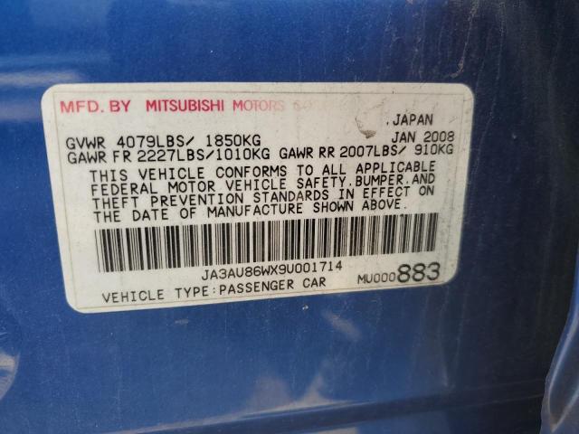 JA3AU86WX9U001714 - 2009 MITSUBISHI LANCER GTS BLUE photo 12