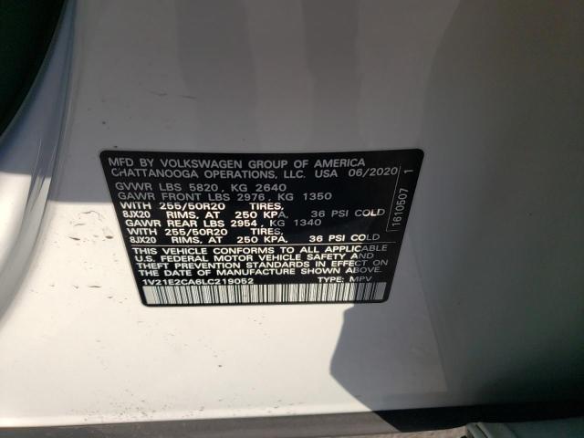 1V21E2CA6LC219052 - 2020 VOLKSWAGEN ATLAS CROS SE Белый фото 13