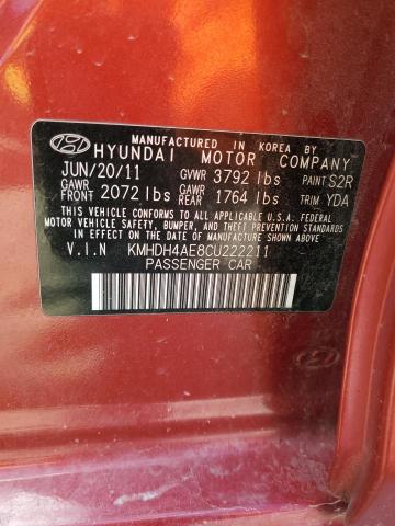 KMHDH4AE8CU222211 - 2012 HYUNDAI ELANTRA GLS RED photo 12