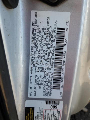 5TEUU42N57Z446242 - 2007 TOYOTA TACOMA ACCESS CAB ვერცხლისფერი ფოტო 12