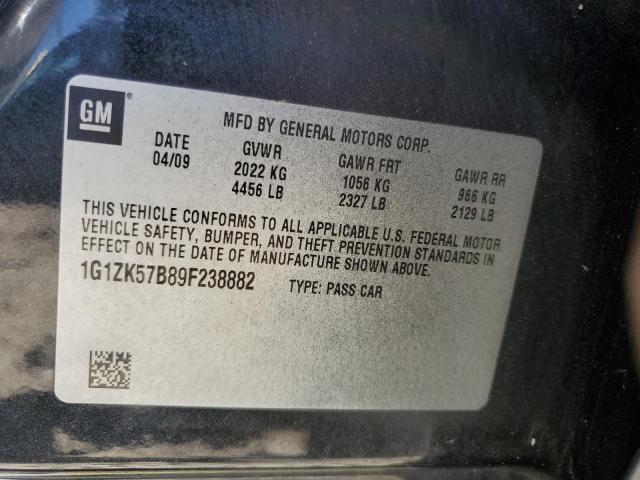 1G1ZK57B89F238882 - 2009 CHEVROLET MALIBU LTZ შავი ფოტო 12