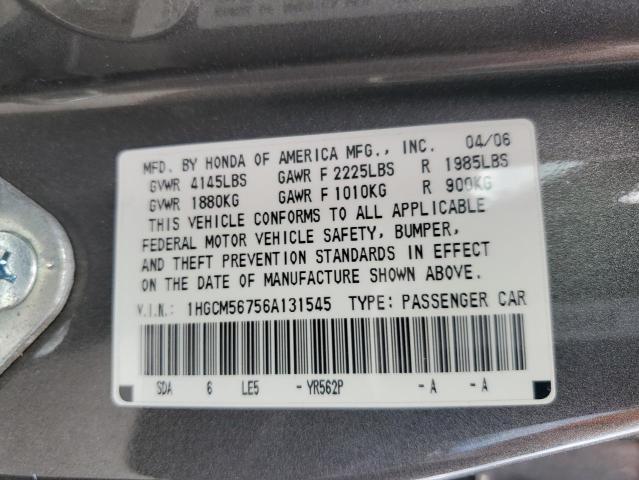 1HGCM56756A131545 - 2006 HONDA ACCORD EX GRAY photo 12