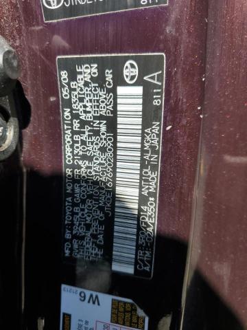 JTKDE167690280901 - 2009 TOYOTA SCION TC მუქწითელი ფოტო 12