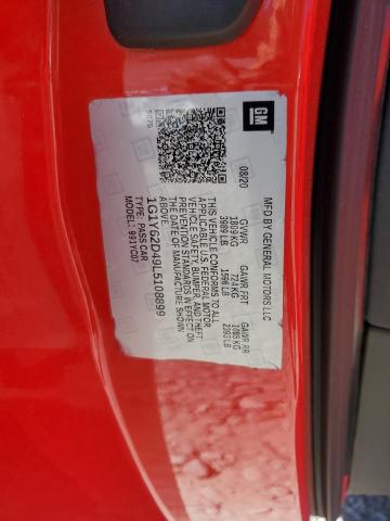 1G1Y62D49L5108899 - 2020 CHEVROLET CORVETTE STINGRAY 1LT RED photo 12