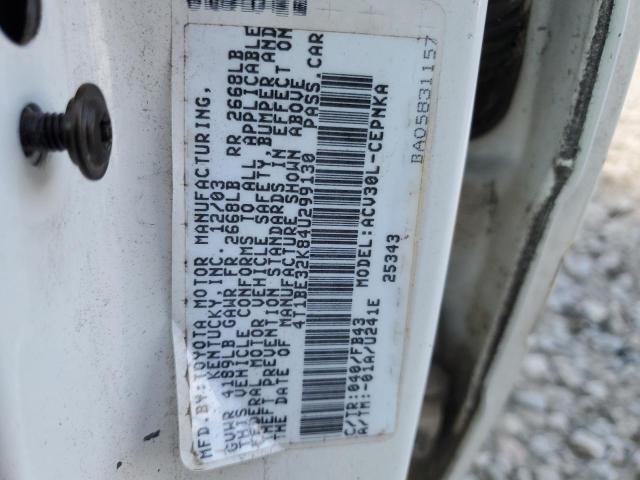 4T1BE32K84U299130 - 2004 TOYOTA CAMRY LE WHITE photo 12