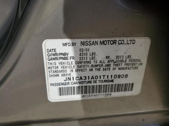 JN1CA31A01T110908 - 2001 NISSAN MAXIMA GXE SILVER photo 12