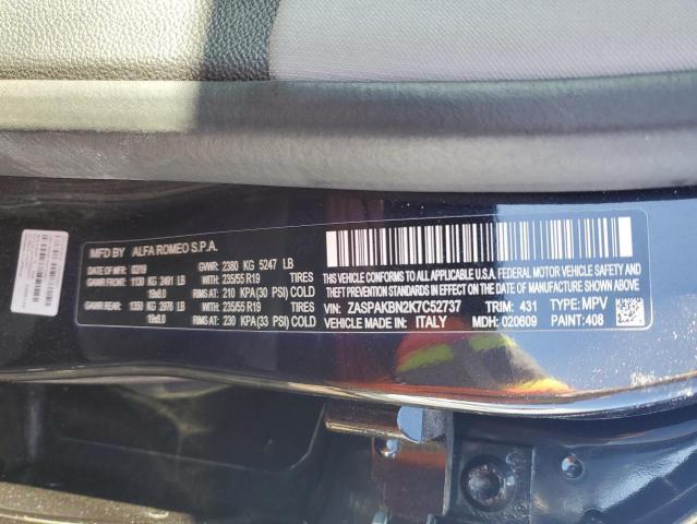 ZASPAKBN2K7C52737 - 2019 ALFA ROMEO STELVIO TI Սև լուսանկար 12