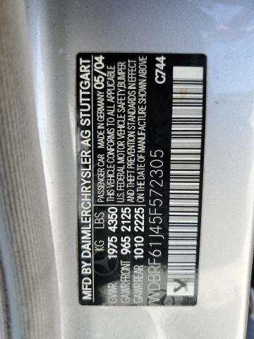 WDBRF61J45F572305 - 2005 MERCEDES-BENZ C 240 SILVER photo 13