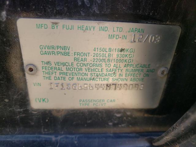 JF1SG65644H749093 - 2004 SUBARU FORESTER 2.5XS Қара фото 12