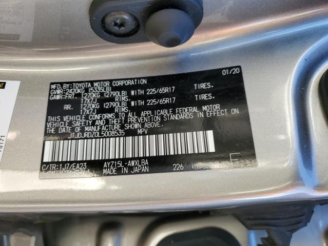 JTJDJRDZ0L5008535 - 2020 LEXUS NX 300H SILVER photo 12