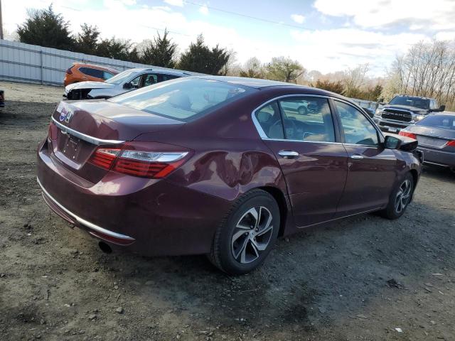 1HGCR2F31HA130134 - 2017 HONDA ACCORD LX MAROON photo 3