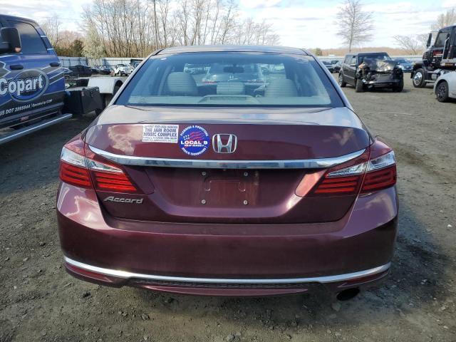 1HGCR2F31HA130134 - 2017 HONDA ACCORD LX MAROON photo 6