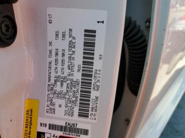 5TFRM5F13HX118037 - 2017 TOYOTA TUNDRA DOUBLE CAB SR/SR5 WHITE photo 12