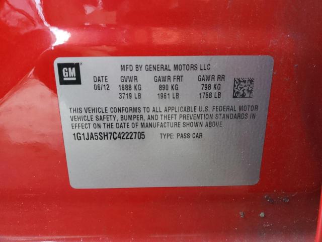 1G1JA5SH7C4222705 - 2012 CHEVROLET SONIC LS წითელი ფოტო 13