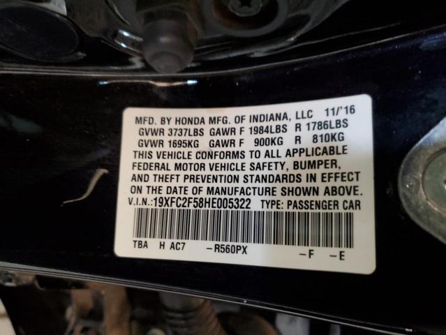 19XFC2F58HE005322 - 2017 HONDA CIVIC LX BLACK photo 12