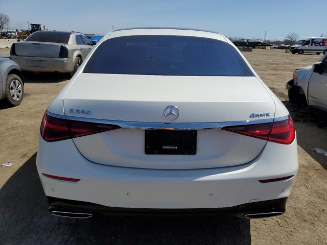 W1K6G7GBXNA096877 - 2022 MERCEDES-BENZ S 580 4MATIC WHITE photo 6