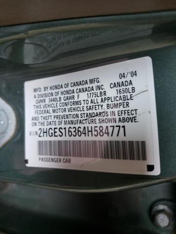 2HGES16364H584771 - 2004 HONDA CIVIC DX VP Yaşıl foto 12