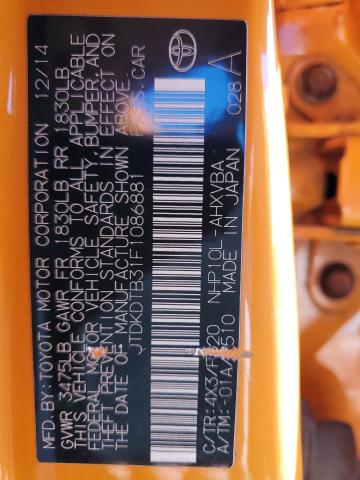 JTDKDTB31F1086881 - 2015 TOYOTA PRIUS C ORANGE photo 12