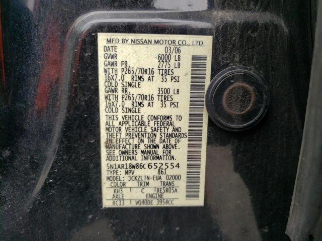 5N1AR18W86C652554 - 2006 NISSAN PATHFINDER LE 黑色 照片 13