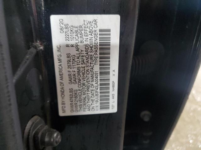 19UUB3F43LA004051 - 2020 ACURA TLX TECHNOLOGY BLACK photo 12