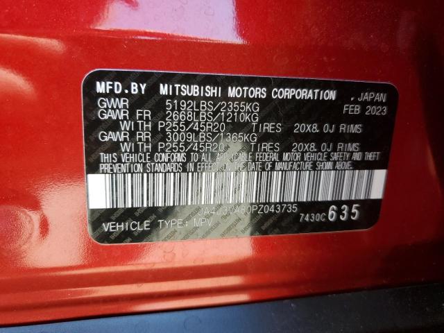 JA4J3VA80PZ043735 - 2023 MITSUBISHI OUTLANDER SEL RED photo 13