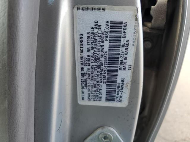 2T1BR12E5YC355874 - 2000 TOYOTA COROLLA VE SILVER photo 12