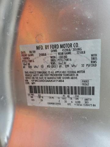 1FMCU0DG4AKA11464 - 2010 FORD ESCAPE XLT SILVER photo 13