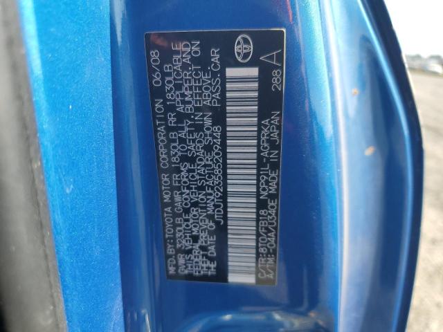 JTDJT923585209448 - 2008 TOYOTA YARIS BLUE photo 12