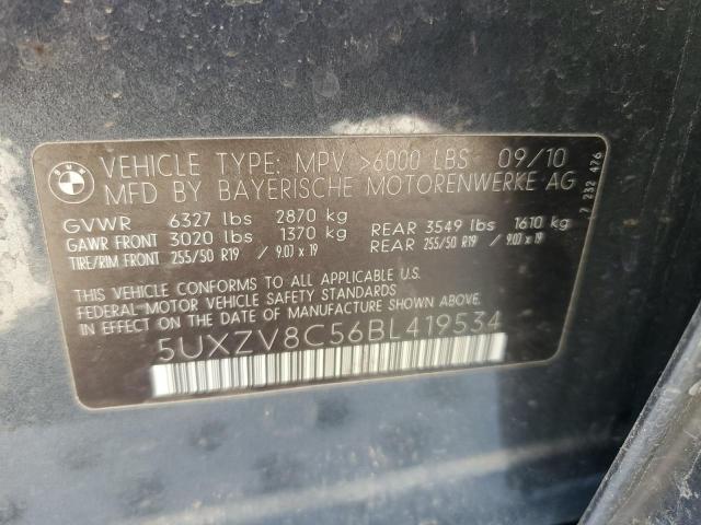 5UXZV8C56BL419534 - 2011 BMW X5 XDRIVE50I BLACK photo 12