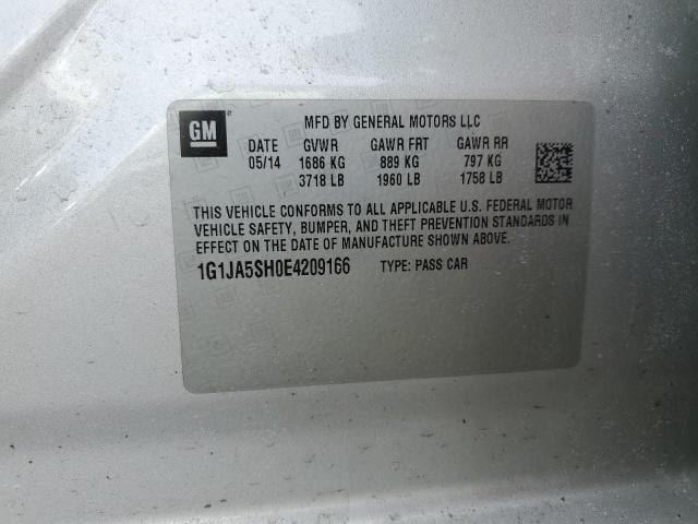 1G1JA5SH0E4209166 - 2014 CHEVROLET SONIC LS SILVER photo 12