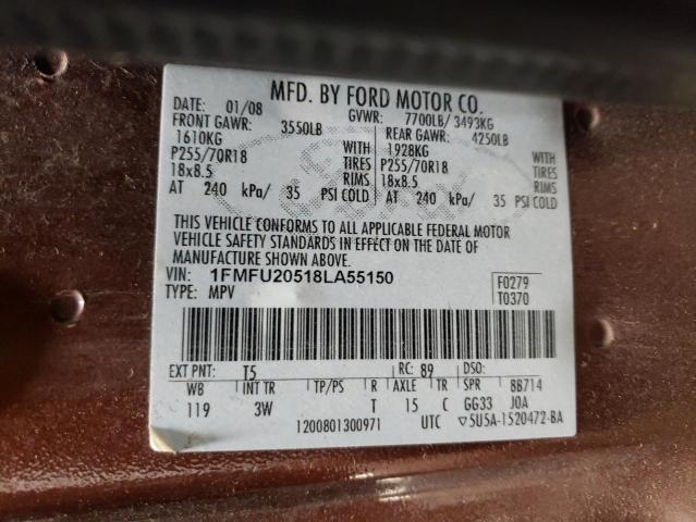 1FMFU20518LA55150 - 2008 FORD EXPEDITION LIMITED RED photo 12