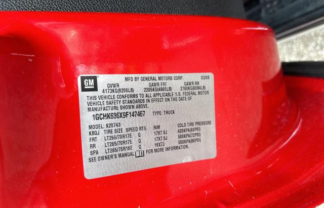 1GCHK636X9F147467 - 2009 CHEVROLET SILVERADO K2500 HEAVY DUTY LTZ RED photo 10