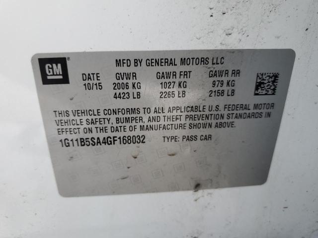 1G11B5SA4GF168032 - 2016 CHEVROLET MALIBU LIM LS თეთრი ფოტო 13