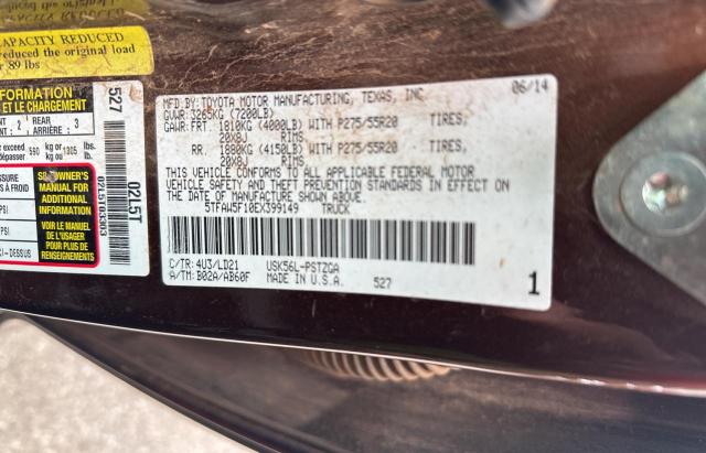 5TFAW5F10EX399149 - 2014 TOYOTA TUNDRA CREWMAX PLATINUM Braun Foto 10