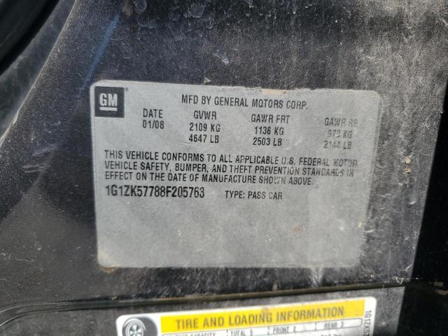 1G1ZK57788F205763 - 2008 CHEVROLET MALIBU LTZ BLACK photo 12