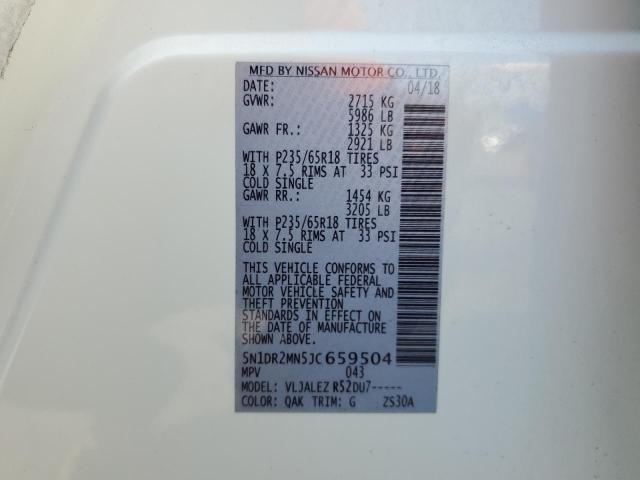 5N1DR2MN5JC659504 - 2018 NISSAN PATHFINDER S 白色 照片 14