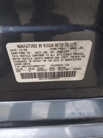 JNKCV61F99M051747 - 2009 INFINITI G37 BLUE photo 12