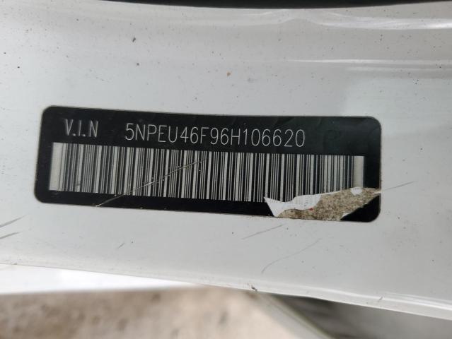 5NPEU46F96H106620 - 2006 HYUNDAI SONATA GLS WHITE photo 12