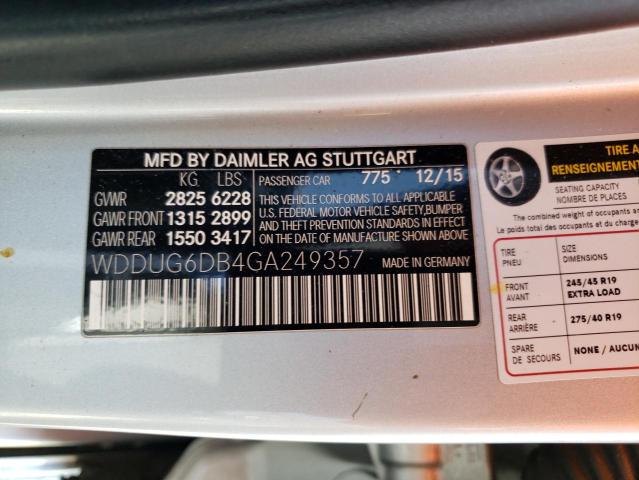 WDDUG6DB4GA249357 - 2016 MERCEDES-BENZ S 550E SILVER photo 12