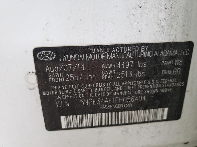 5NPE34AF1FH056404 - 2015 HYUNDAI SONATA SPORT WHITE photo 10