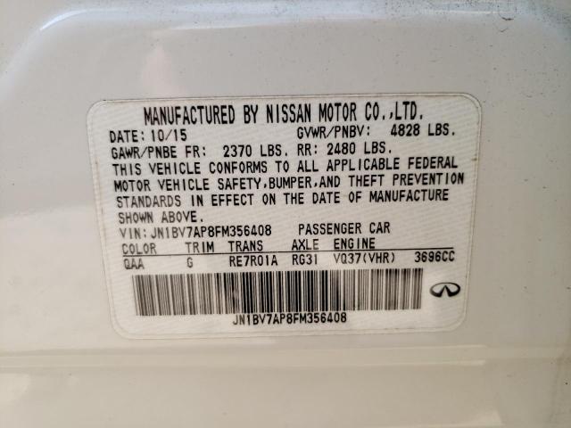 JN1BV7AP8FM356408 - 2015 INFINITI Q50 BASE WHITE photo 12